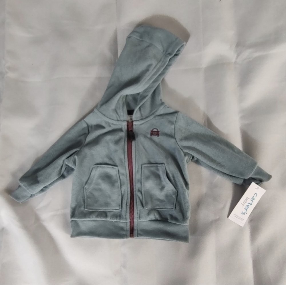 Carter's Sage Blue Kids Hoodie Zip Up Jacket 6M NWT